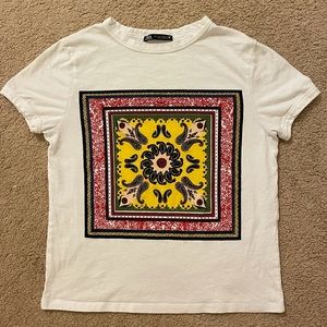 Zara Print T-Shirt Size S